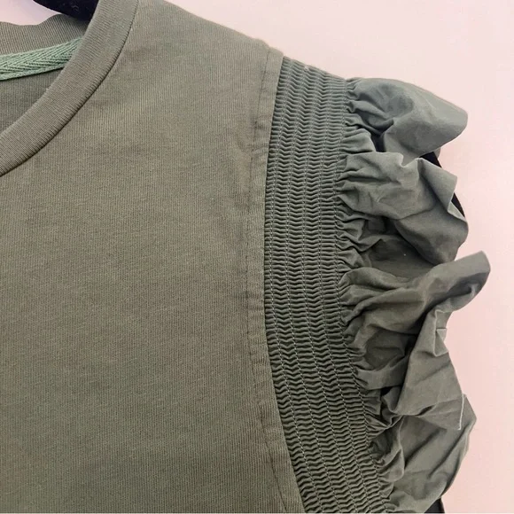 English Factory Ruffle Sleeve Blouse Dark Green - Picture 4 of 7